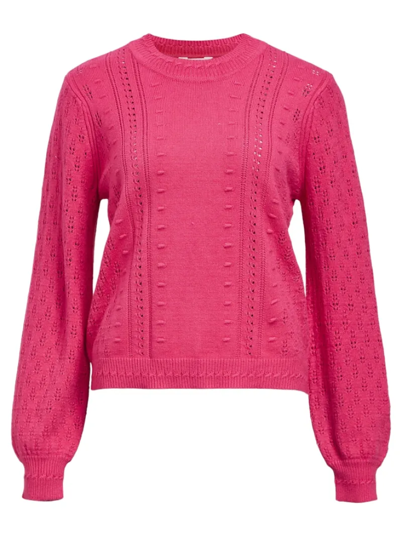 Object Pullover & Sweatshirts*OBJINGE L/S RE O-NECK KNIT NOOS Raspberry Sorbet