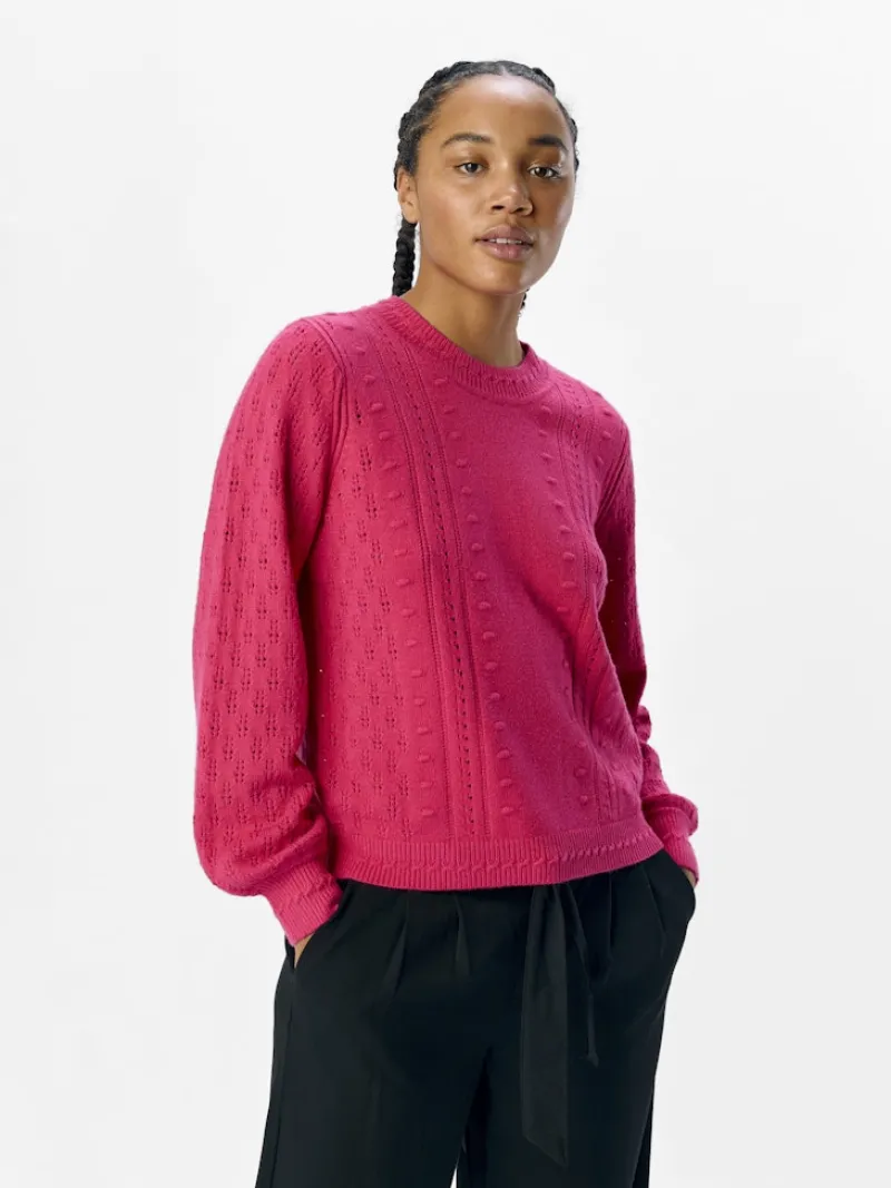 Object Pullover & Sweatshirts*OBJINGE L/S RE O-NECK KNIT NOOS Raspberry Sorbet