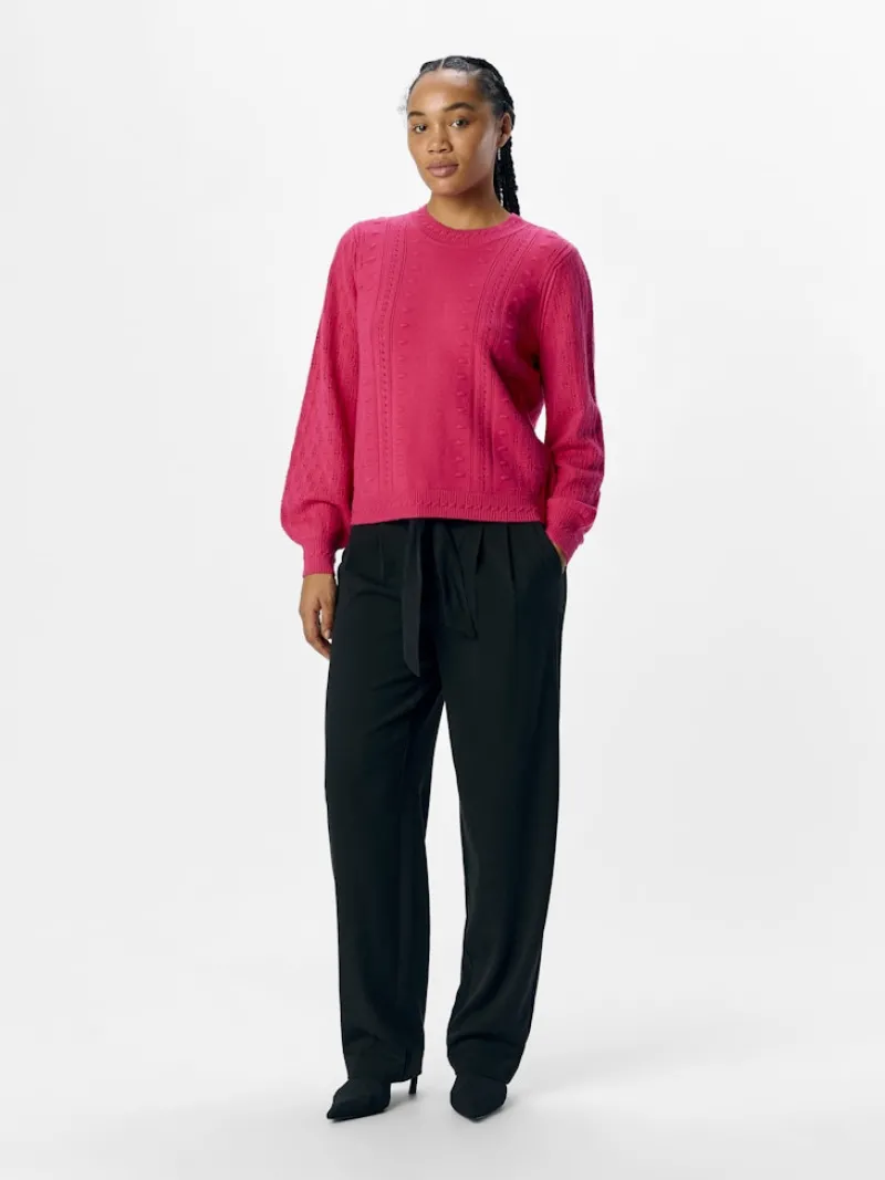 Object Pullover & Sweatshirts*OBJINGE L/S RE O-NECK KNIT NOOS Raspberry Sorbet