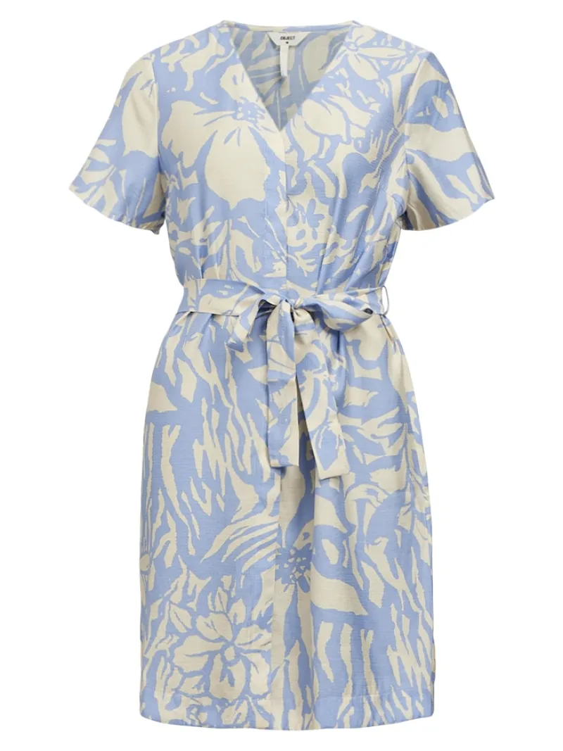 Object Kleider*OBJKARINA S/S RE SHORT DRESS NOOS sandshell