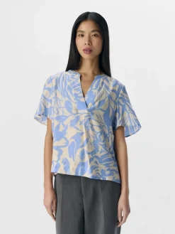 Object Blusen*OBJKARINA S/S RE V-NECK TOP NOOS sandshell