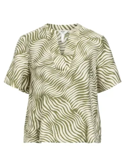 Object Blusen*OBJKARINA S/S RE V-NECK TOP NOOS sandshell2