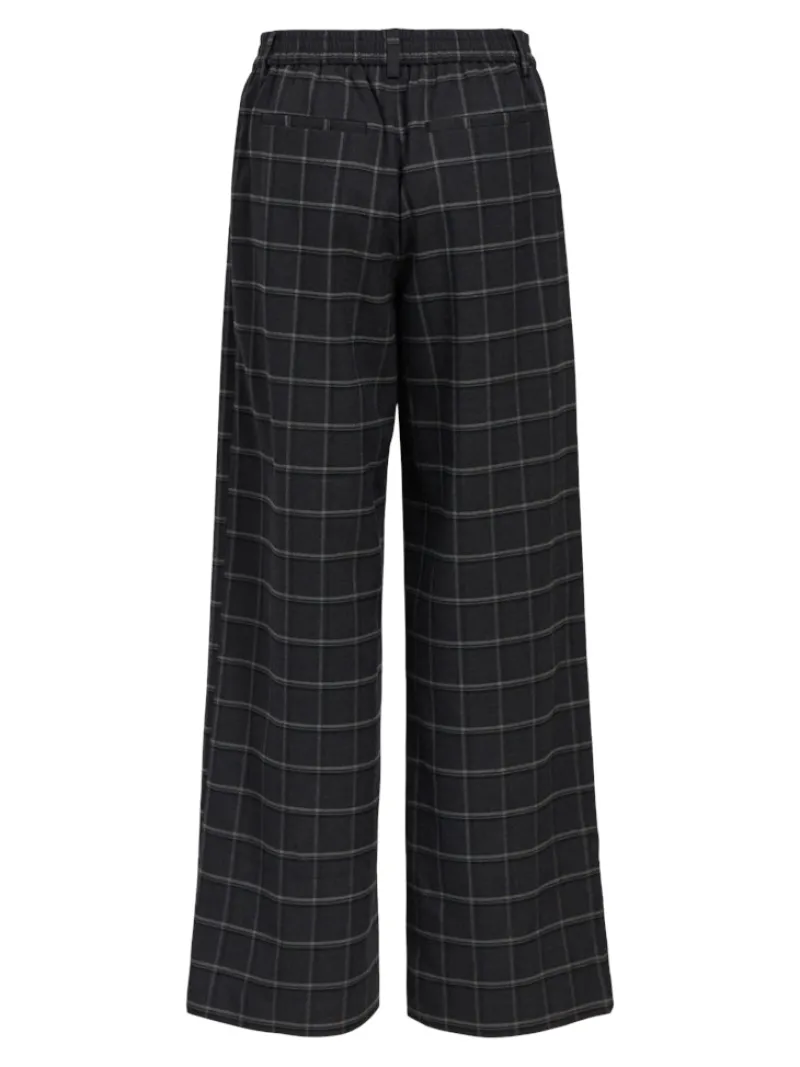 Object Hosen*OBJLISA WIDE PANT AOP NOOS Dark Grey Melange