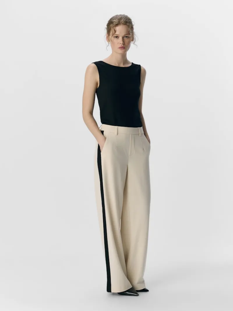 Object Hosen*OBJLISA WIDE PANT AOP NOOS sandshell