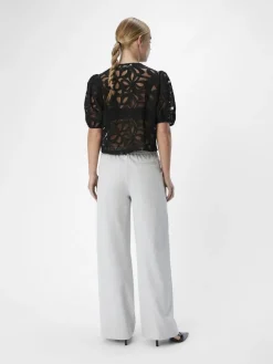 Object Hosen*OBJLISA WIDE PANT NOOS Light Grey Melange