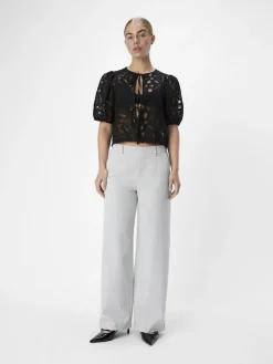 Object Hosen*OBJLISA WIDE PANT NOOS Light Grey Melange