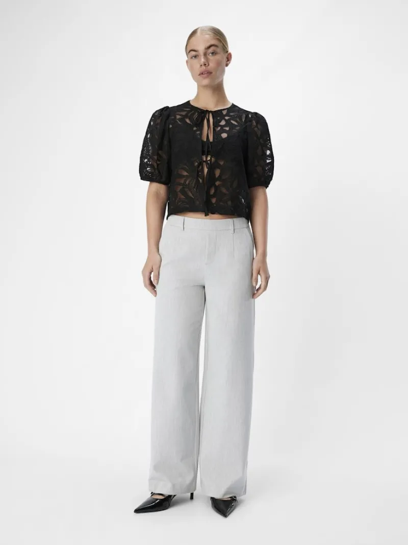 Object Hosen*OBJLISA WIDE PANT NOOS Light Grey Melange