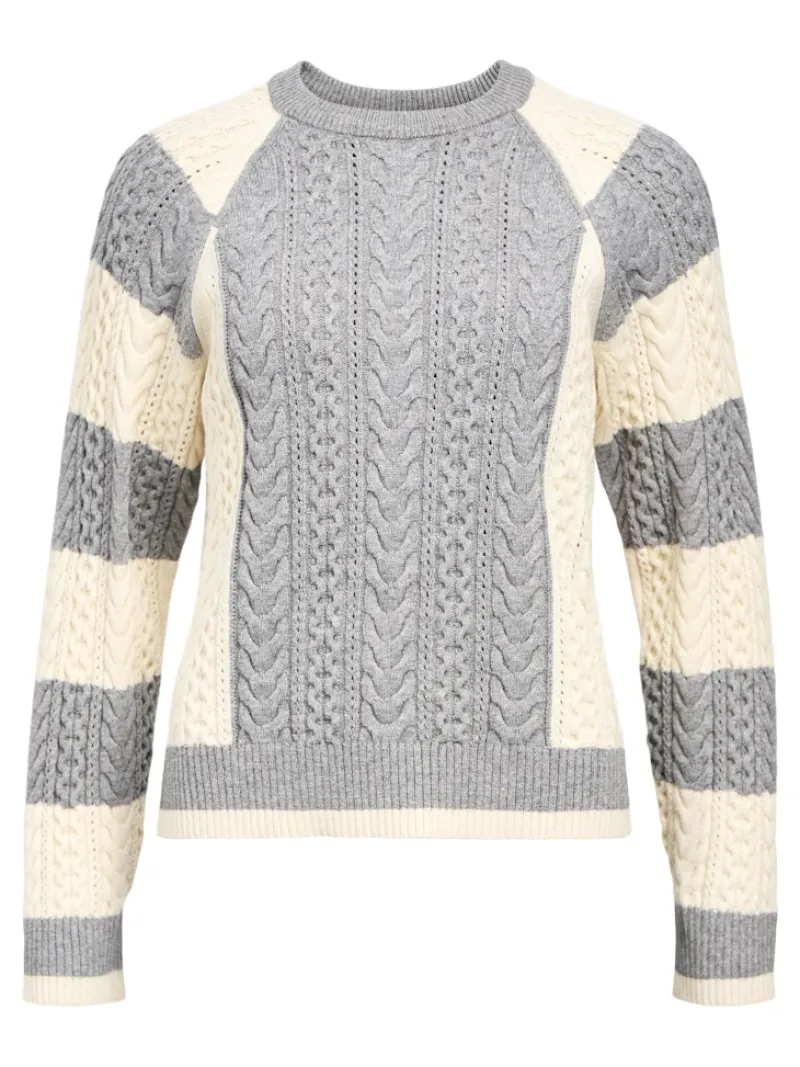 Object Pullover & Sweatshirts*OBJMEG LS LO O-NECK CABLE KNIT DIV Medium Grey Melange