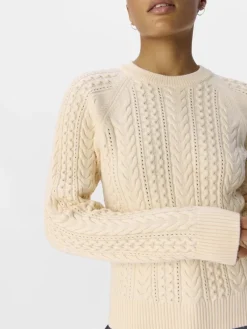 Object Pullover & Sweatshirts*OBJMEG LS LO O-NECK CABLE KNIT DIV sandshell