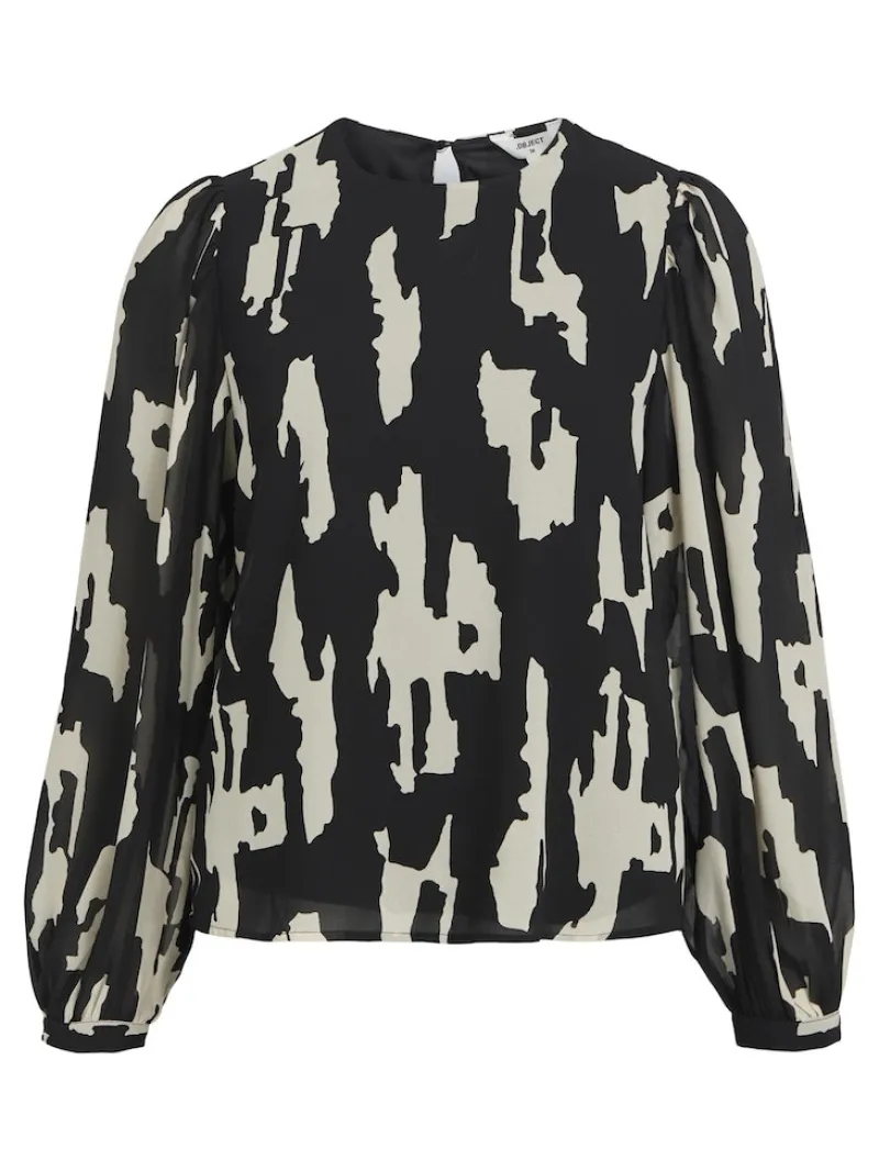 Object Blusen*OBJMILA L/S TOP NOOS black1