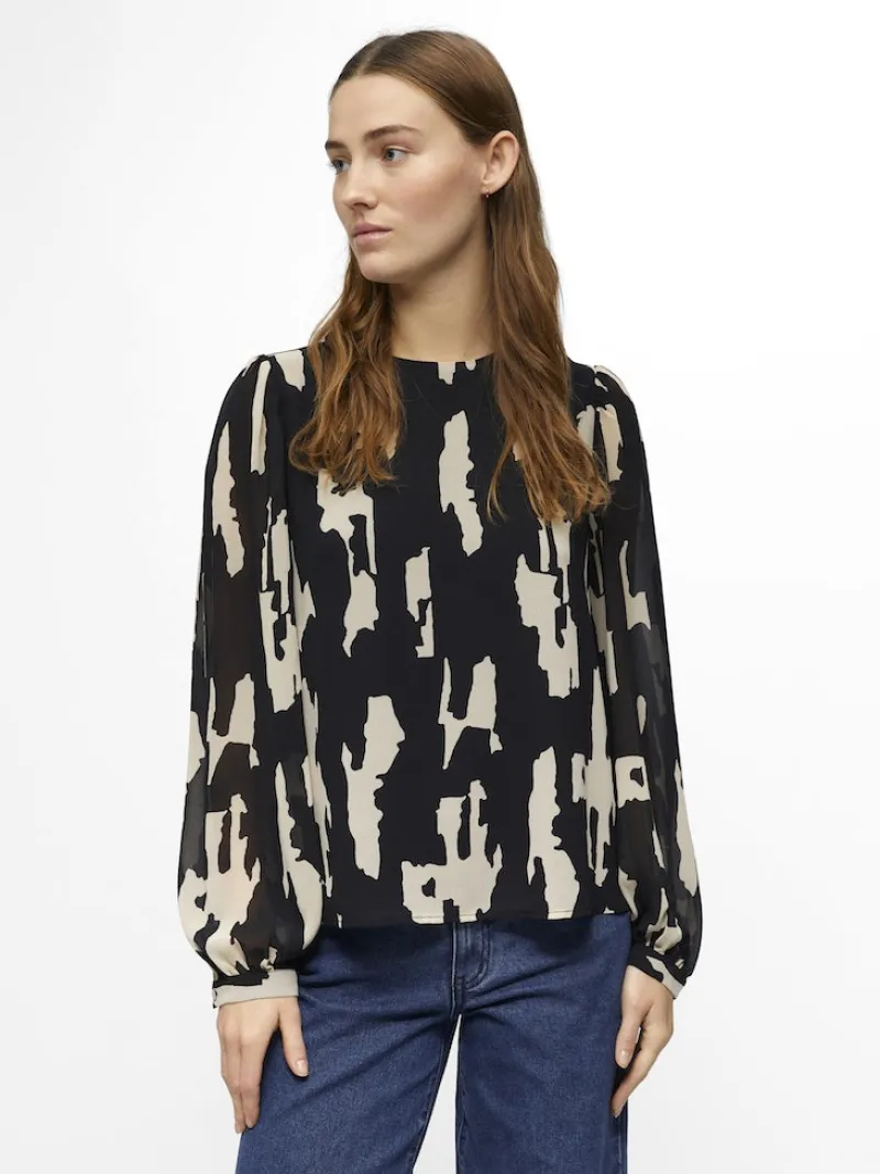 Object Blusen*OBJMILA L/S TOP NOOS black1