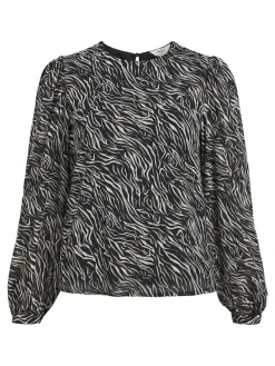 Object Blusen*OBJMILA L/S TOP NOOS black2