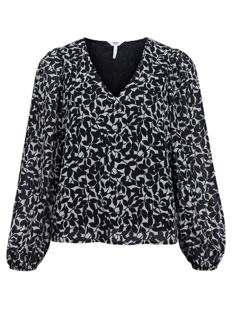 Object Blusen*OBJMILA RE L/S V-NECK TOP NOOS sandshell