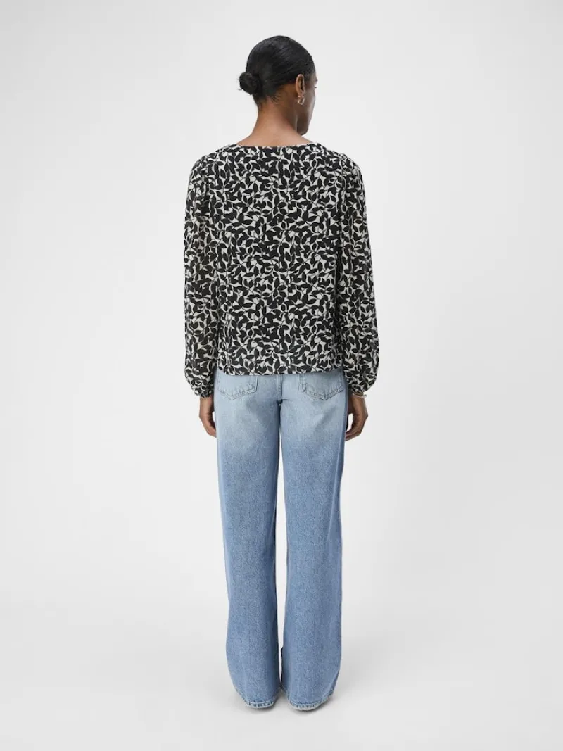 Object Blusen*OBJMILA RE L/S V-NECK TOP NOOS sandshell