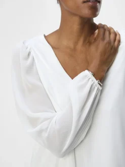 Object Blusen*OBJMILA RE L/S V-NECK TOP NOOS Cloud Dancer