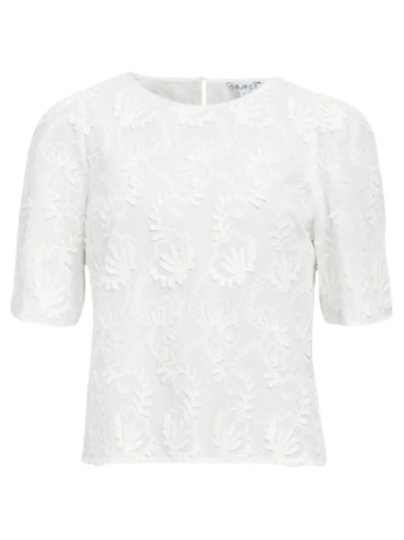 Object Blusen*OBJMYA 2/4 RE TOP NOOS Cloud Dancer