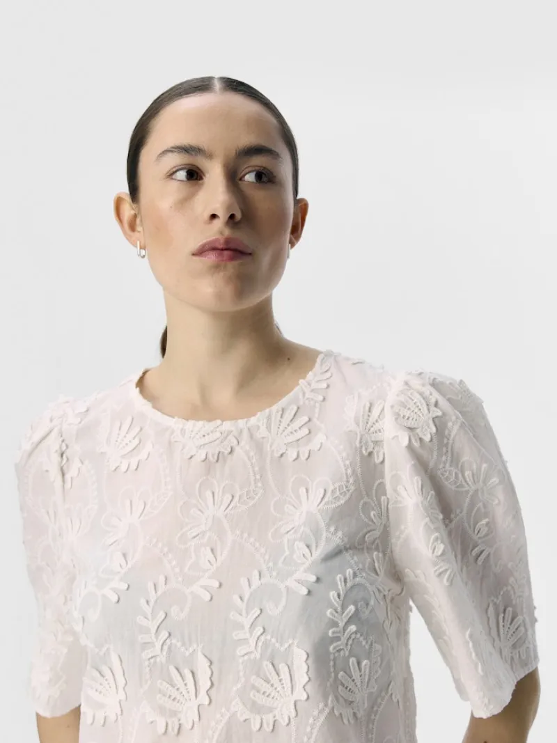 Object Blusen*OBJMYA 2/4 RE TOP NOOS Cloud Dancer