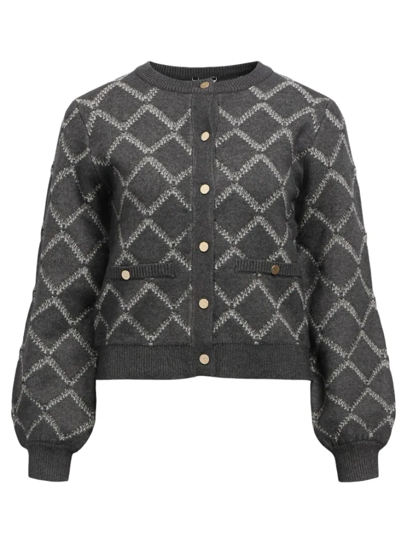 Object Pullover & Sweatshirts*OBJPILUNA L/S RE KNIT CARDIGAN 142 Dark Grey Melange