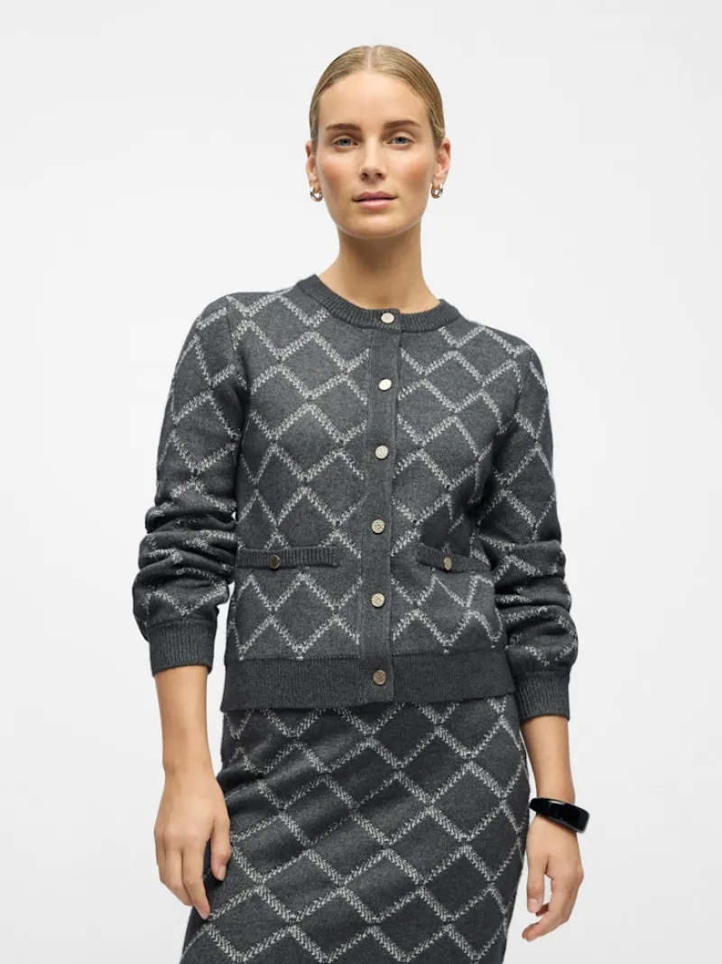 Object Pullover & Sweatshirts*OBJPILUNA L/S RE KNIT CARDIGAN 142 Dark Grey Melange