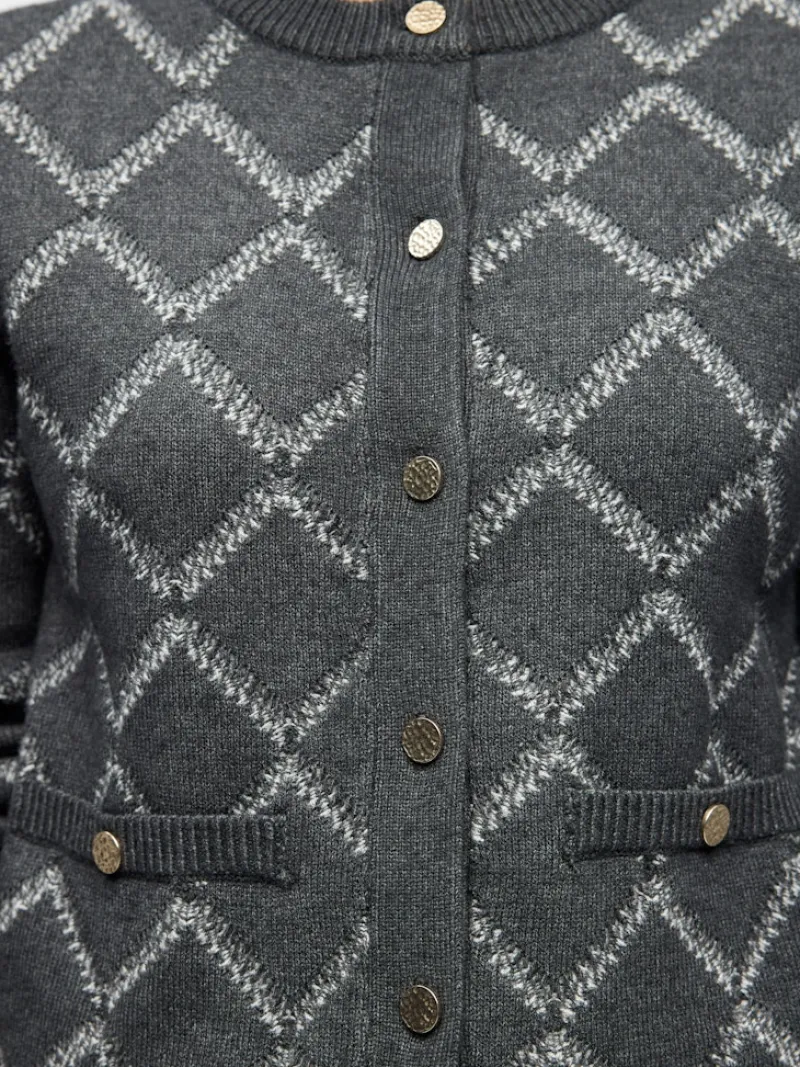 Object Pullover & Sweatshirts*OBJPILUNA L/S RE KNIT CARDIGAN 142 Dark Grey Melange