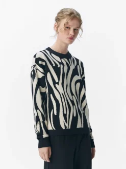 Object Pullover & Sweatshirts*OBJRAY LO L/S KNIT PULLOVER AOP NOOS black3