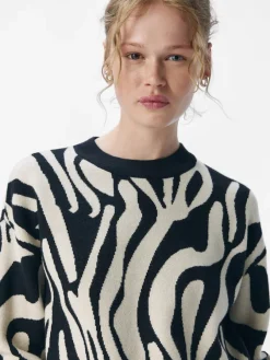 Object Pullover & Sweatshirts*OBJRAY LO L/S KNIT PULLOVER AOP NOOS black3