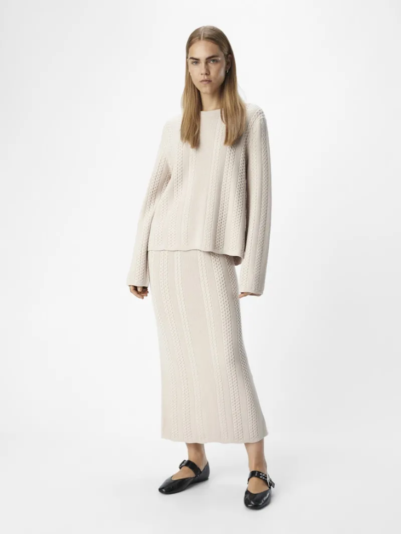 Object Röcke*OBJREYNARD HW CABLE KNIT SKIRT DIV silver gray