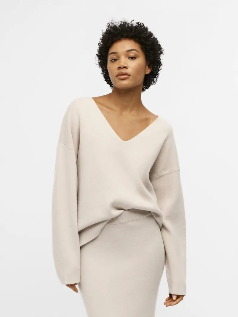 Object Pullover & Sweatshirts*OBJREYNARD V-NECK PULLOVER NOOS silver gray