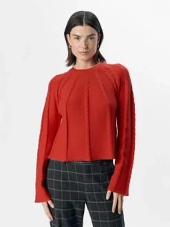 Object Pullover & Sweatshirts*OBJSADIE L/S RE PULLOVER E AW FAIR 24 flame scarlet