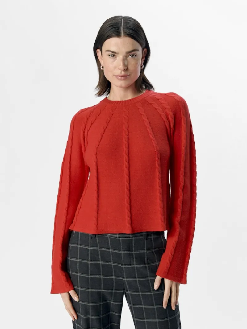 Object Pullover & Sweatshirts*OBJSADIE L/S RE PULLOVER E AW FAIR 24 flame scarlet