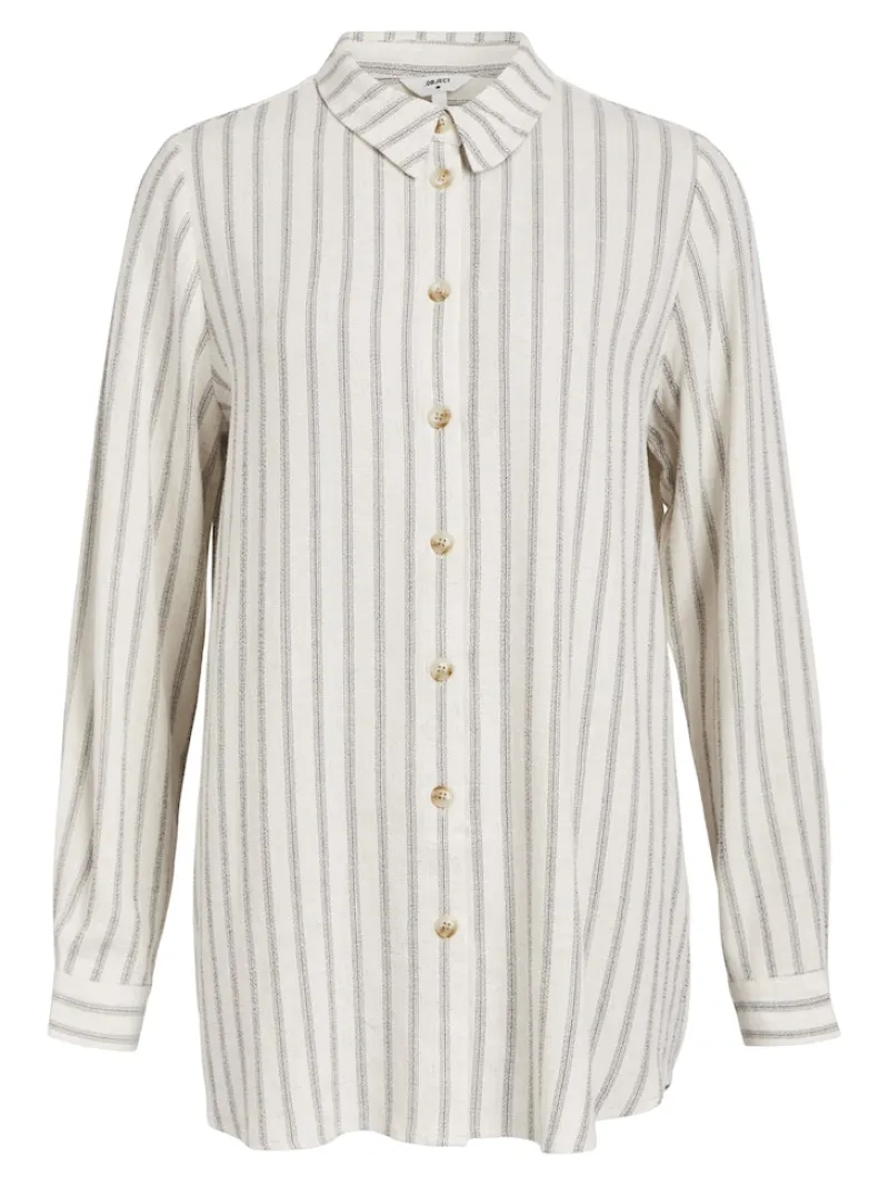 Object Blusen*OBJSANNE L/S SHIRT AOP NOOS sandshell