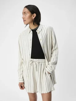 Object Blusen*OBJSANNE L/S SHIRT AOP NOOS sandshell