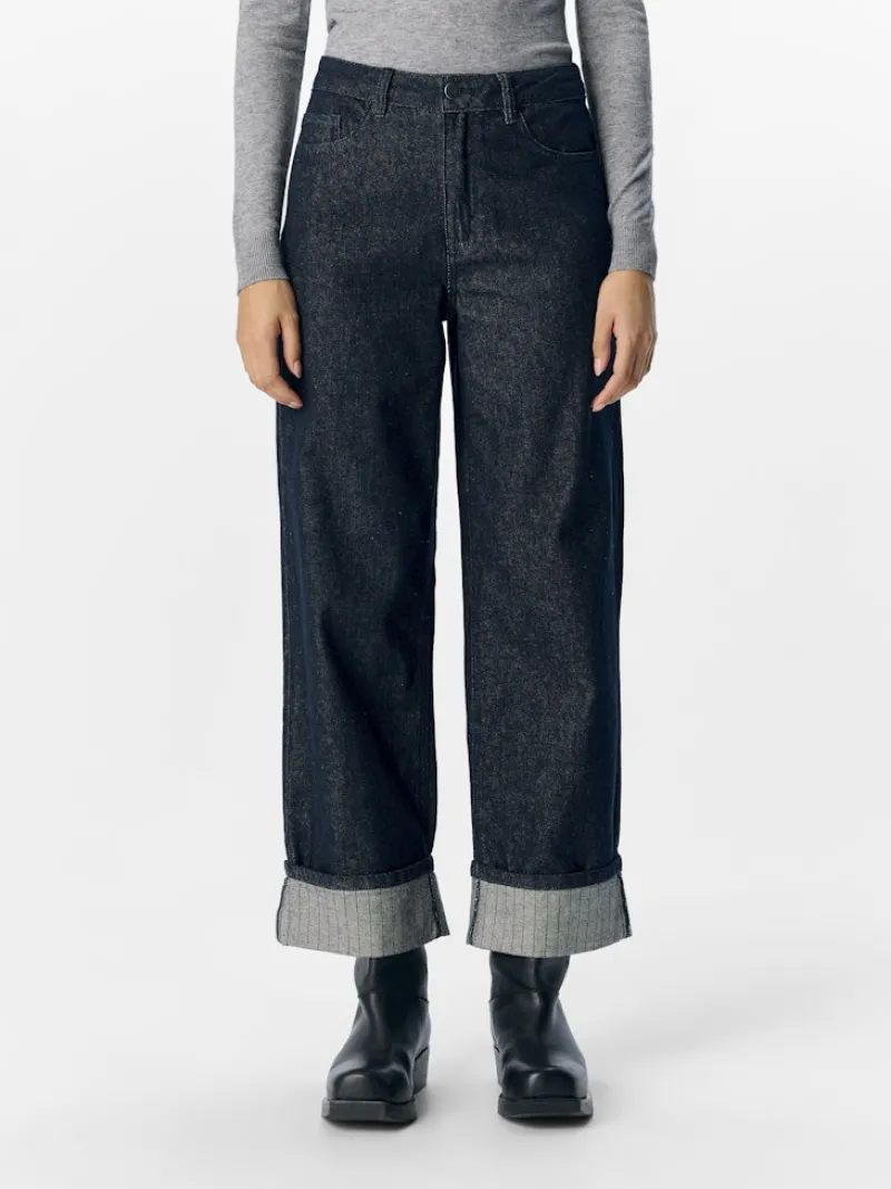 Object Jeans*OBJSAVA CRYSTAL MW WIDE ANKLE JEANS 136 Dark Blue Denim