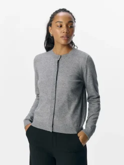 Object Pullover & Sweatshirts*OBJTHESS L/S SHORT CARDIGAN NOOS Medium Grey Melange