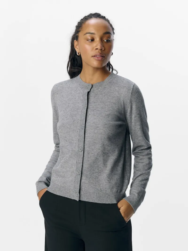 Object Pullover & Sweatshirts*OBJTHESS L/S SHORT CARDIGAN NOOS Medium Grey Melange