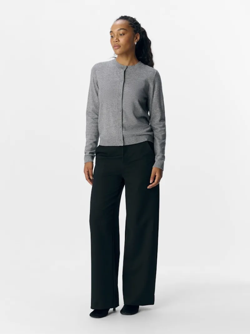 Object Pullover & Sweatshirts*OBJTHESS L/S SHORT CARDIGAN NOOS Medium Grey Melange