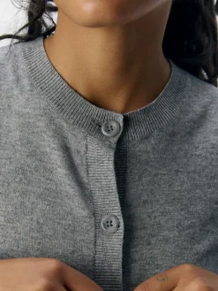 Object Pullover & Sweatshirts*OBJTHESS L/S SHORT CARDIGAN NOOS Medium Grey Melange