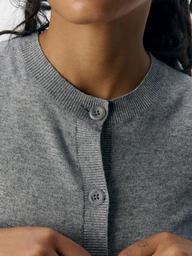 Object Pullover & Sweatshirts*OBJTHESS L/S SHORT CARDIGAN NOOS Medium Grey Melange