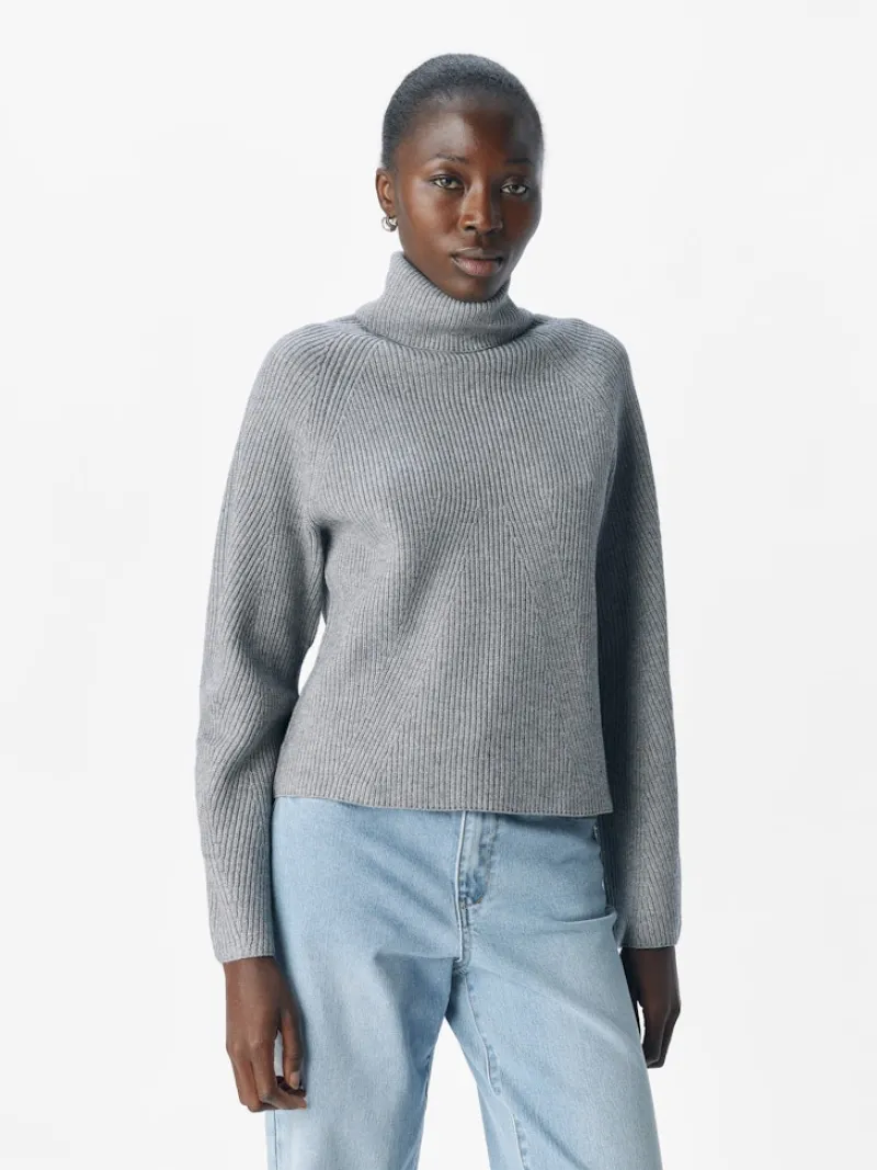 Object Pullover & Sweatshirts*OBJVIOLA LS LO ROLLNECK KNIT NOOS Medium Grey Melange