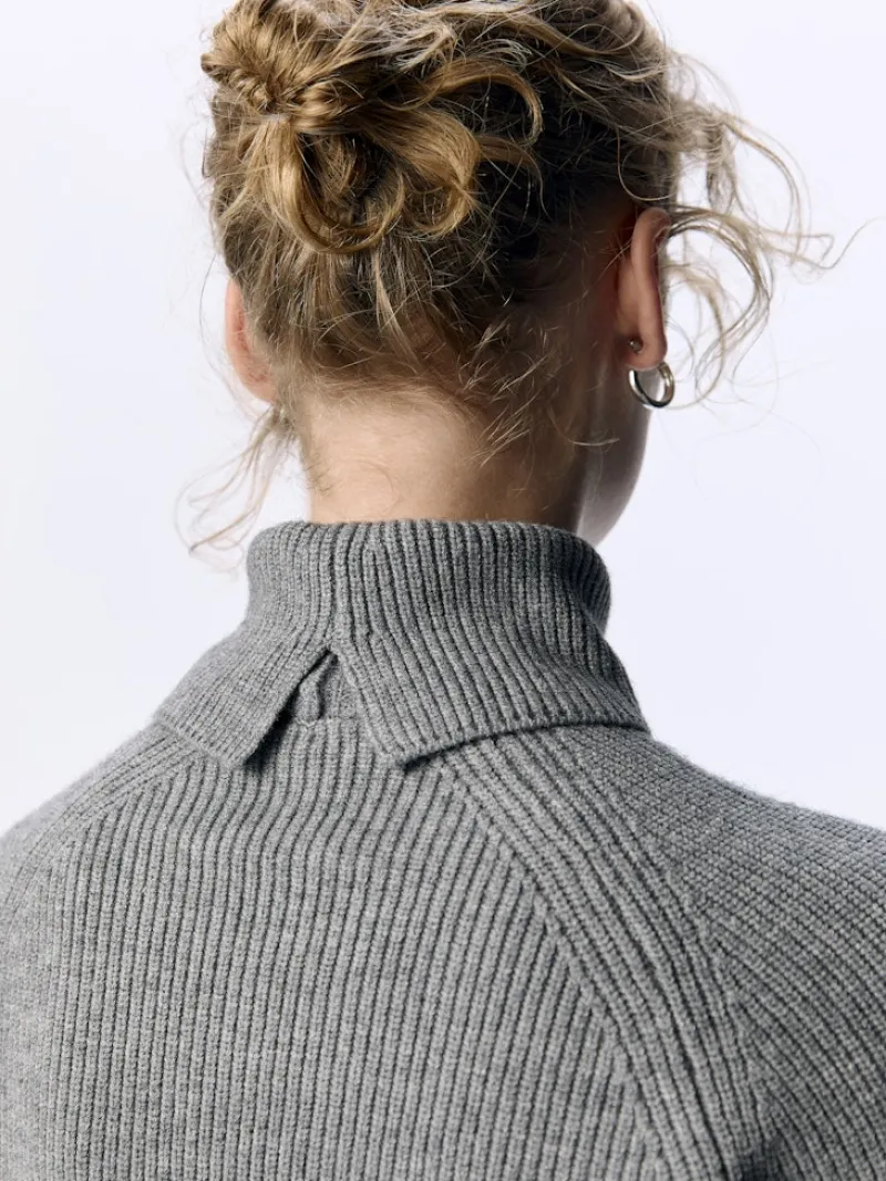 Object Pullover & Sweatshirts*OBJVIOLA LS LO ROLLNECK KNIT NOOS Medium Grey Melange