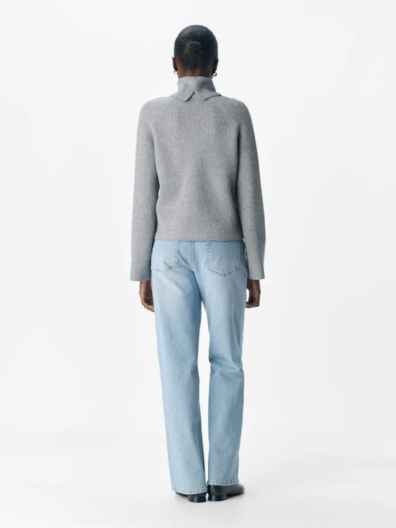 Object Pullover & Sweatshirts*OBJVIOLA LS LO ROLLNECK KNIT NOOS Medium Grey Melange