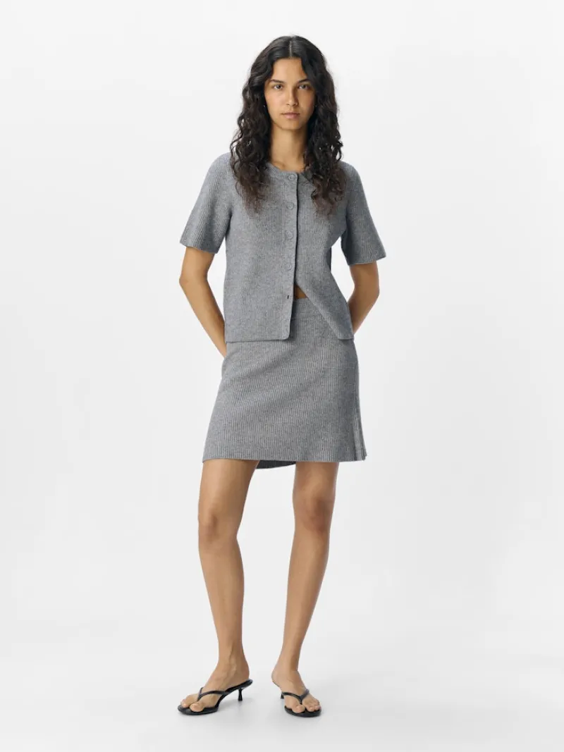 Object Röcke*OBJVIOLA MW RE SHORT KNIT SKIRT NOOS Medium Grey Melange