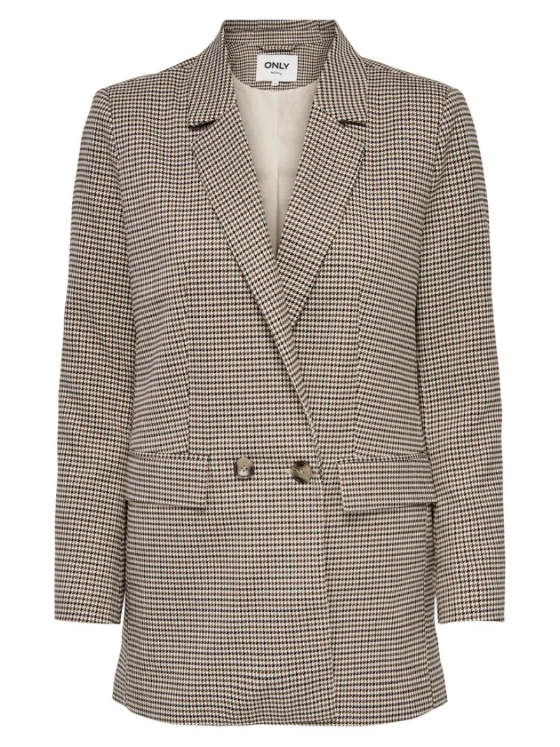 Only Jacken*ONLADISON L/S CHECK BLAZER TLR OS NOOS white sand
