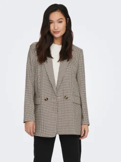 Only Jacken*ONLADISON L/S CHECK BLAZER TLR OS NOOS white sand