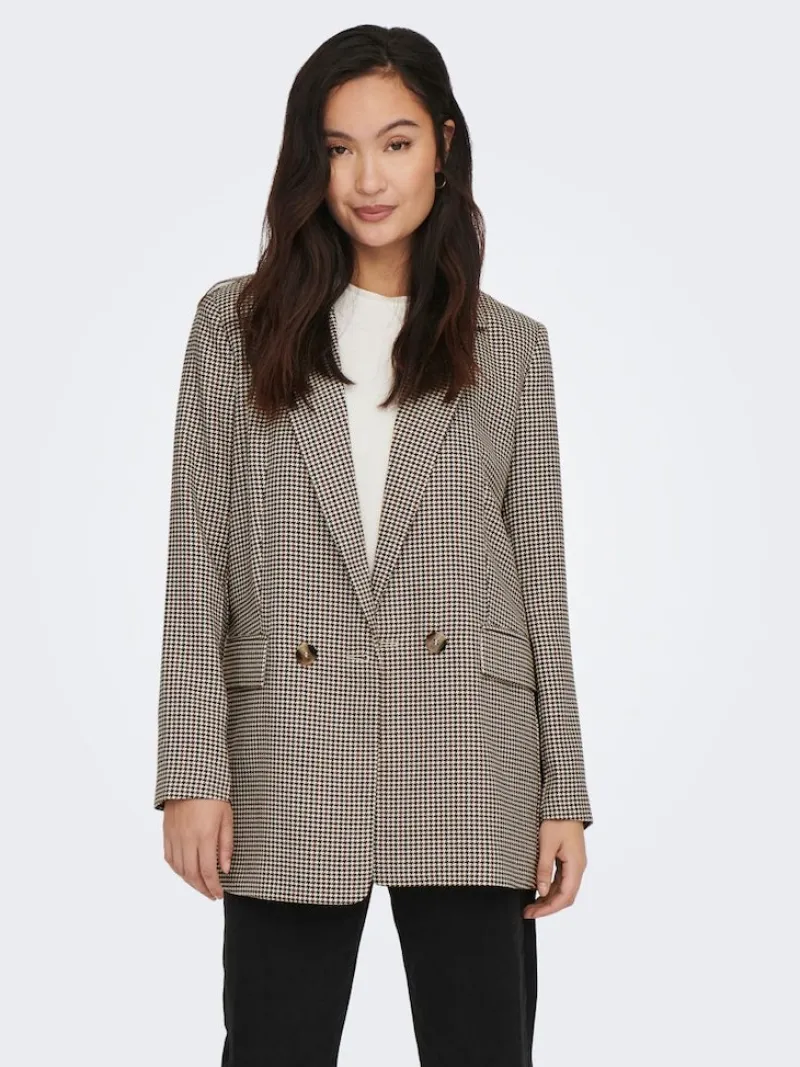 Only Jacken*ONLADISON L/S CHECK BLAZER TLR OS NOOS white sand