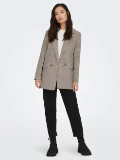 Only Jacken*ONLADISON L/S CHECK BLAZER TLR OS NOOS white sand