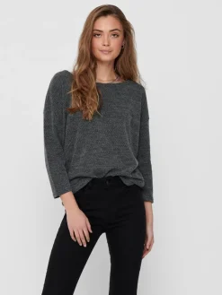 Only Shirts*ONLALBA 3/4 TOP JRS NOOS Dark Grey Melange