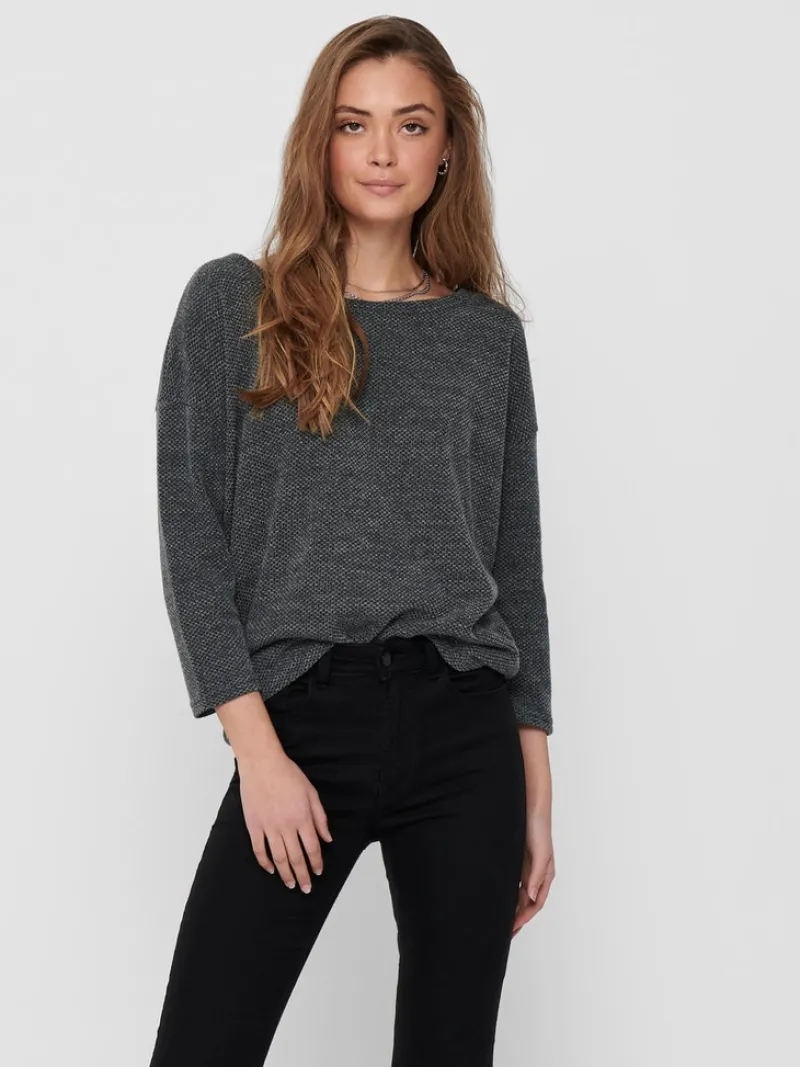 Only Shirts*ONLALBA 3/4 TOP JRS NOOS Dark Grey Melange