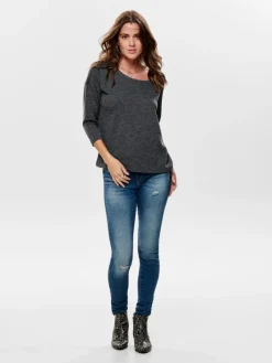 Only Shirts*ONLALBA 3/4 TOP JRS NOOS Dark Grey Melange