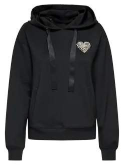 Only Pullover & Sweatshirts*ONLALINA L/S PRINT HOOD SWT Black